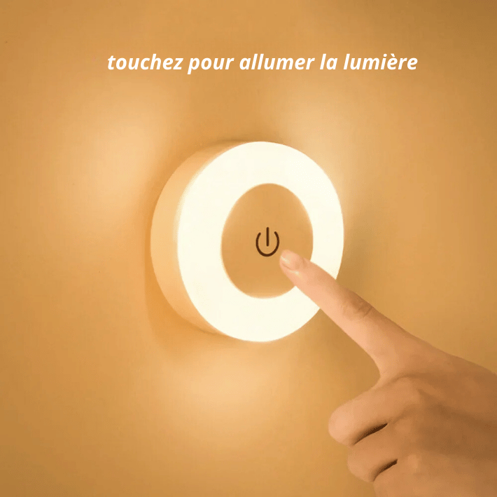 ARDENT - Veilleuse LED tactile ronde en ABS, style minimaliste avec lumière douce pour chambre ou couloir