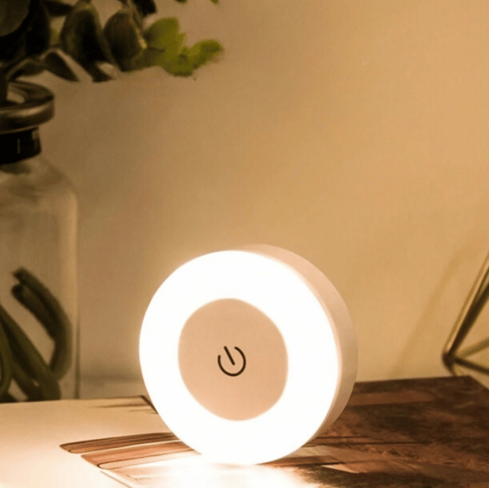 ARDENT - Veilleuse LED tactile ronde en ABS, style minimaliste avec lumière douce pour chambre ou couloir