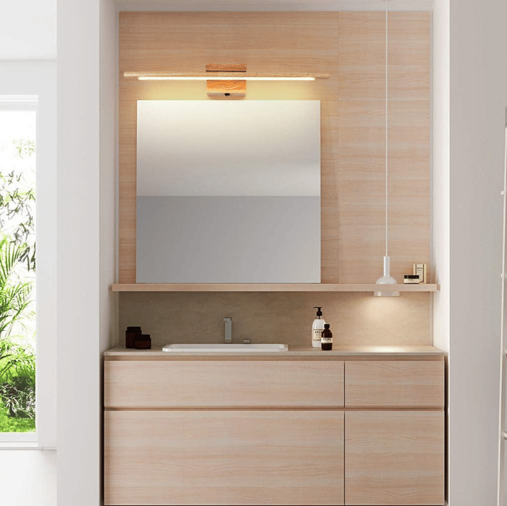 LUCID - Applique murale LED étanche IP54 en bois, éclairage moderne pour salle de bain