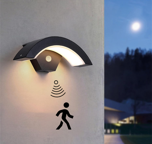 XELYRA -Applique murale extérieure avec détecteur de mouvement intégré , Design moderne avec diffuseur LED pour terrasse ou façade