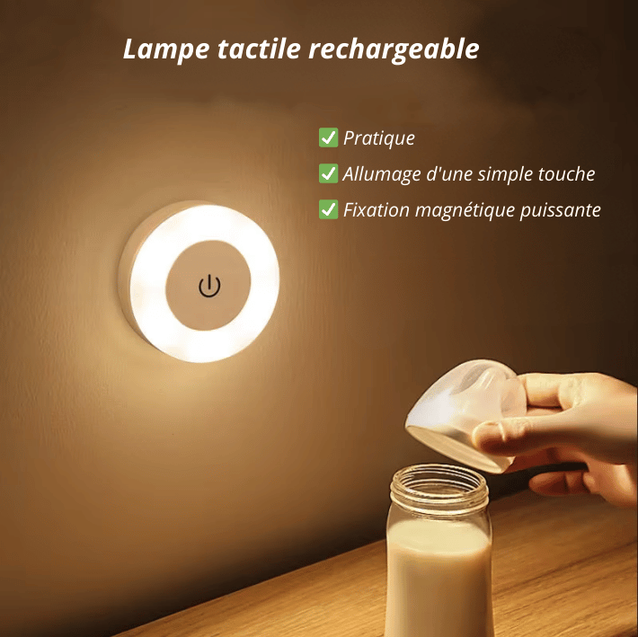 ARDENT - Veilleuse LED tactile ronde en ABS, style minimaliste avec lumière douce pour chambre ou couloir