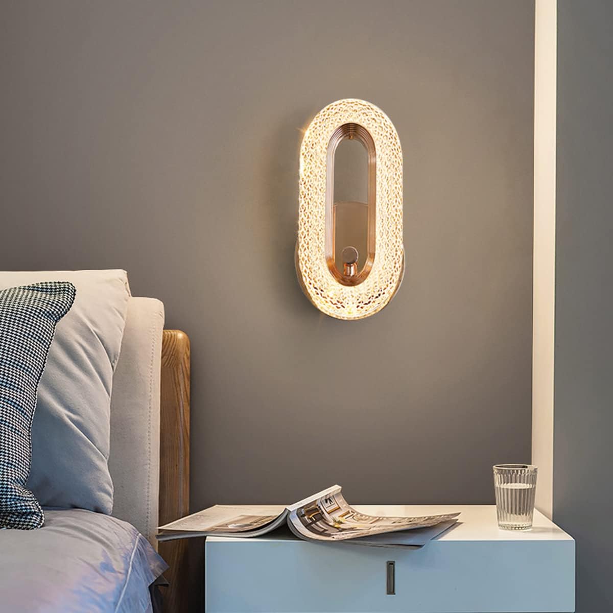 VORYNIS - Applique Murale Salon LED en cristal acrylique, design ovale creux lumineux