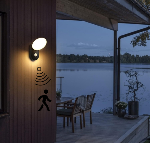 XARA - Applique murale extérieure avec détecteur de mouvement intégré, Design minimaliste avec diffuseur LED pour entrée ou terrasse