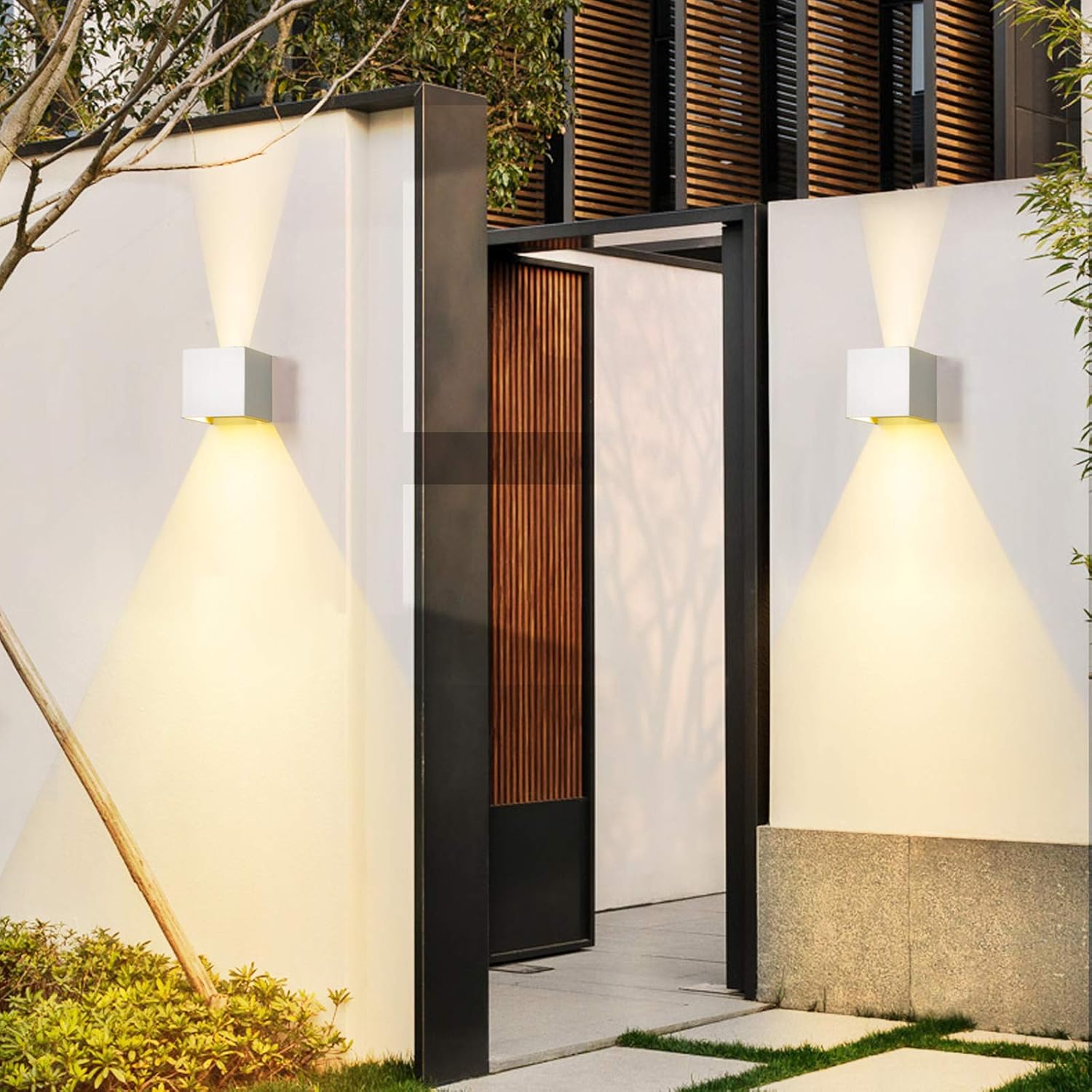 LYVRYN - Applique murale extérieure LED étanche IP65, éclairage directionnel moderne avec silhouette carrée pour jardin et terrasse