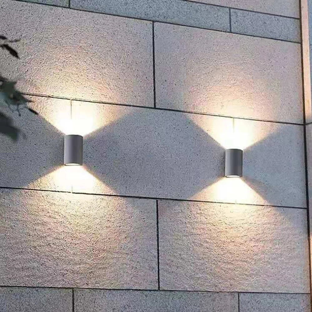 SOLVETH - Applique murale extérieure cylindrique en aluminium étanche, double éclairage LED pour façades ou terrasses