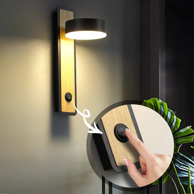 ARBORIS - Applique Murale LED en Bois avec Support Ajustable, Éclairage Naturel pour chambre