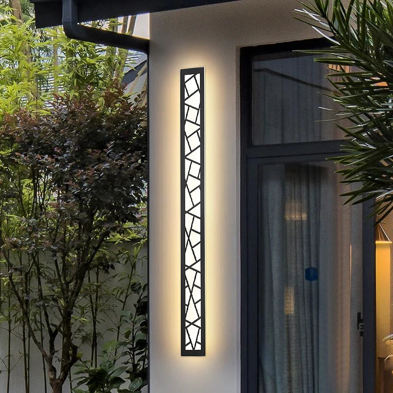 XYNI - Applique murale extérieure rectangulaire LED étanche IP65 avec motifs géométriques, design moderne pour façades et terrasses