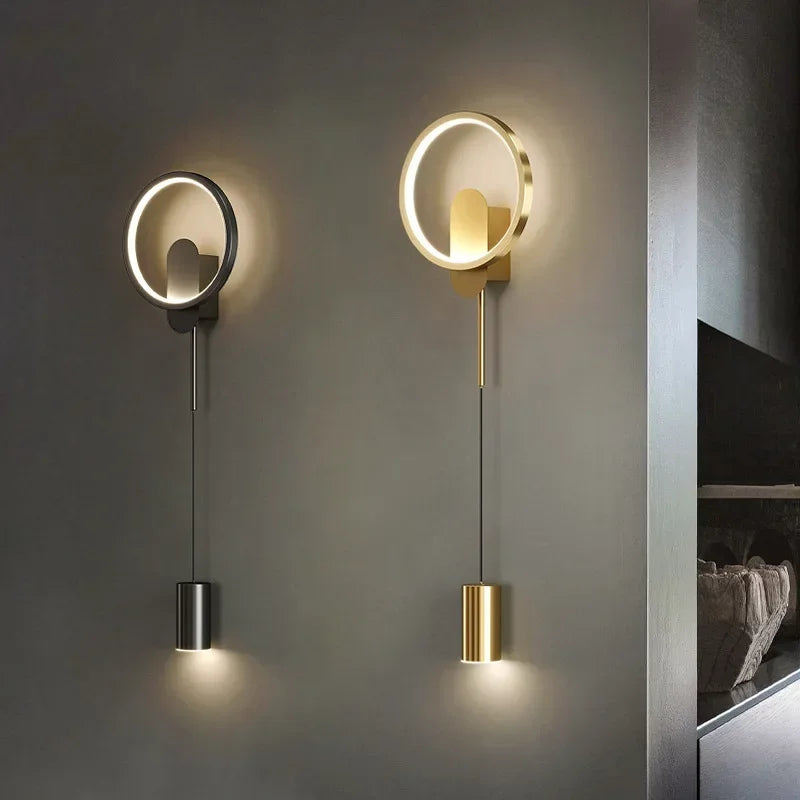 SYLORNIS - Applique Murale Salon LED avec anneau lumineux orientable, design contemporain