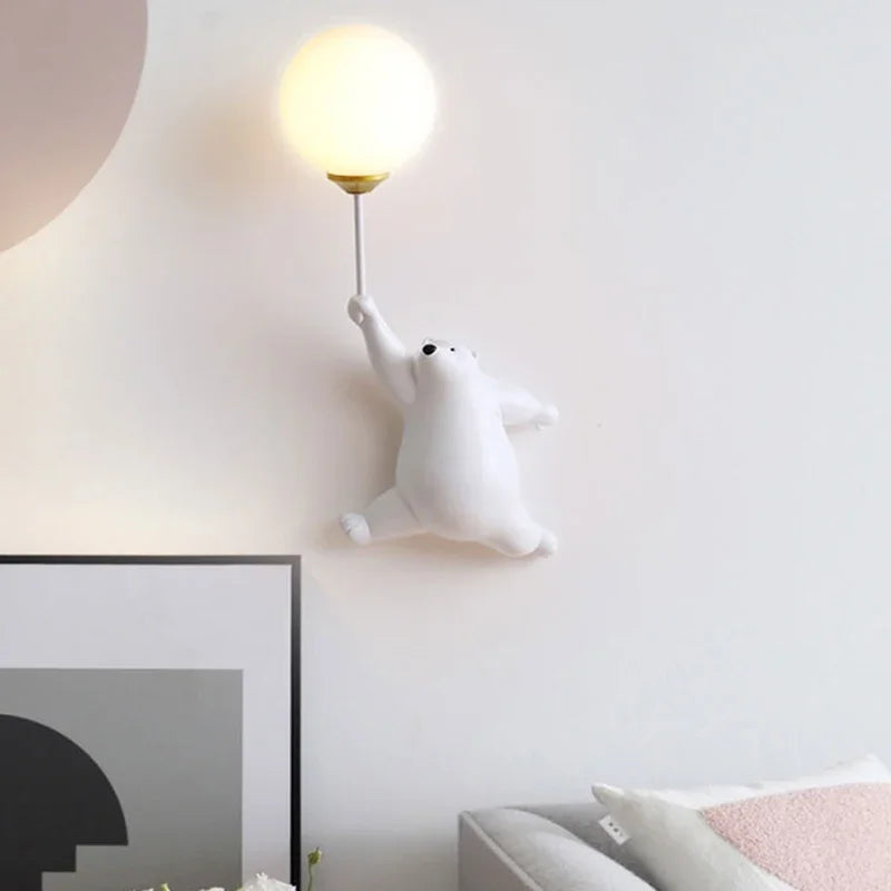 ORSALIS - Applique murale Chambre Enfant en forme d'ours suspendue, lumière douce LED, design ludique et décoratif