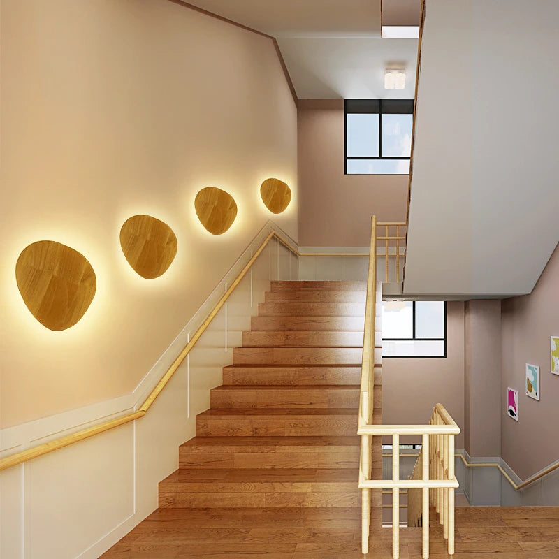 QUELYRA - Applique Murale Chambre, Escalier et Salon en bois naturel, LED intégrée, design minimaliste