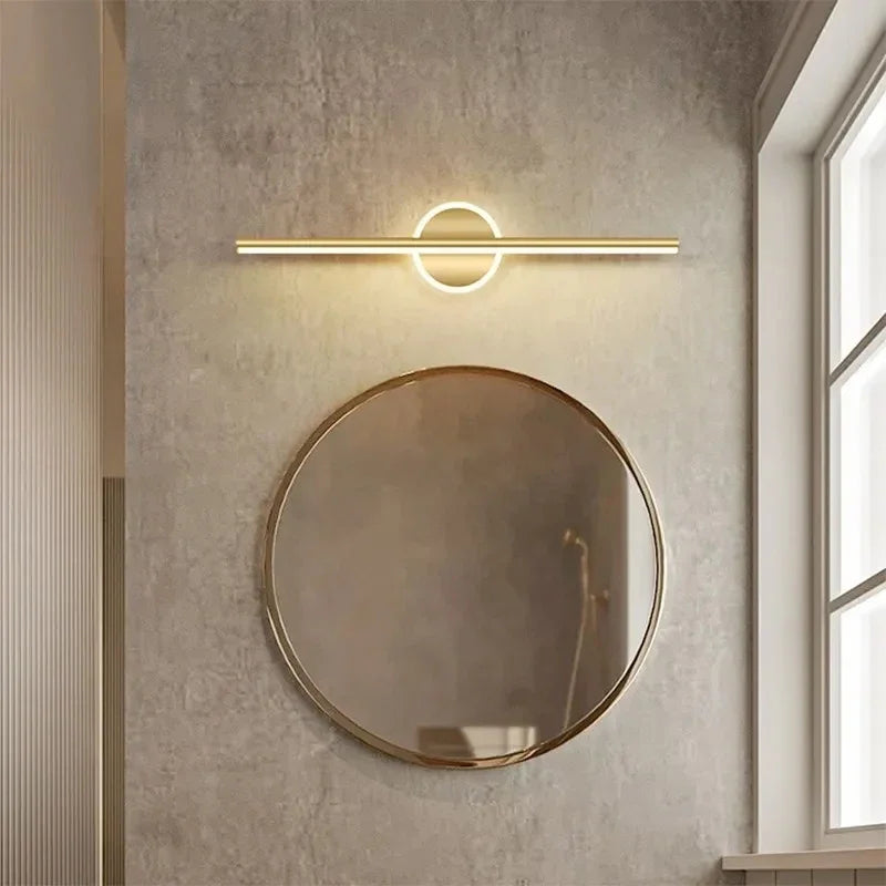 AQUALYN - Applique murale LED étanche IP54 pour salle de bain, linéaire moderne avec base circulaire, éclairage minimaliste pour miroir