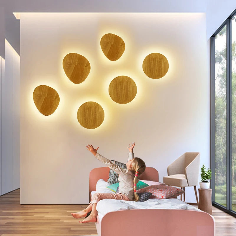 QUELYRA - Applique Murale Chambre, Escalier et Salon en bois naturel, LED intégrée, design minimaliste