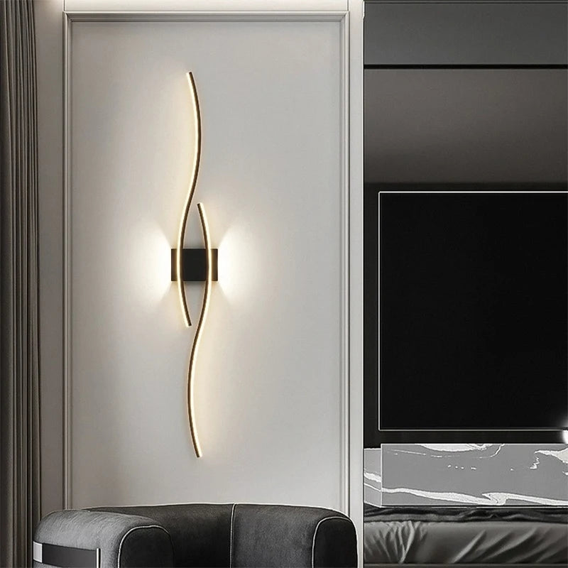 VELIORA - Applique murale Salon et Escalier, LED sinueuse, design moderne avec lumière douce pour