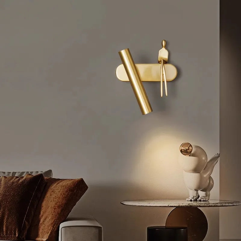 ILONIS - Applique Murale Chambre et Salon, LED Silhouette Artistique avec Finition en Laiton, Éclairage Contemporain