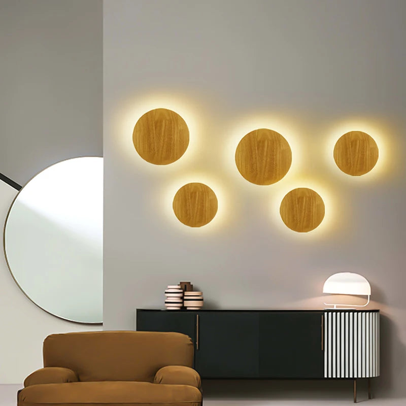 QUELYRA - Applique Murale Chambre, Escalier et Salon en bois naturel, LED intégrée, design minimaliste