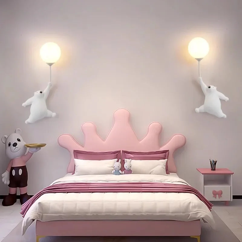 ORSALIS - Applique murale Chambre Enfant en forme d'ours suspendue, lumière douce LED, design ludique et décoratif